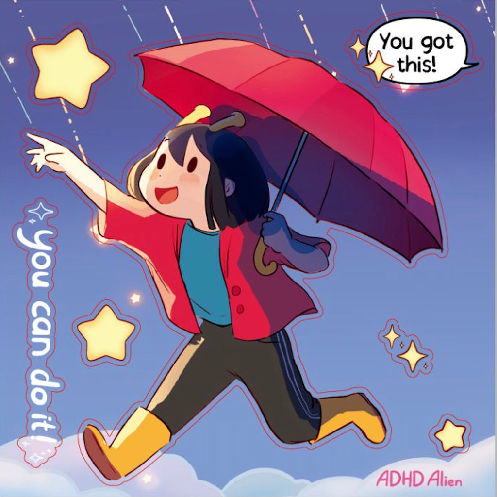 ADHD Alien Sticker Sheet - Umbrella