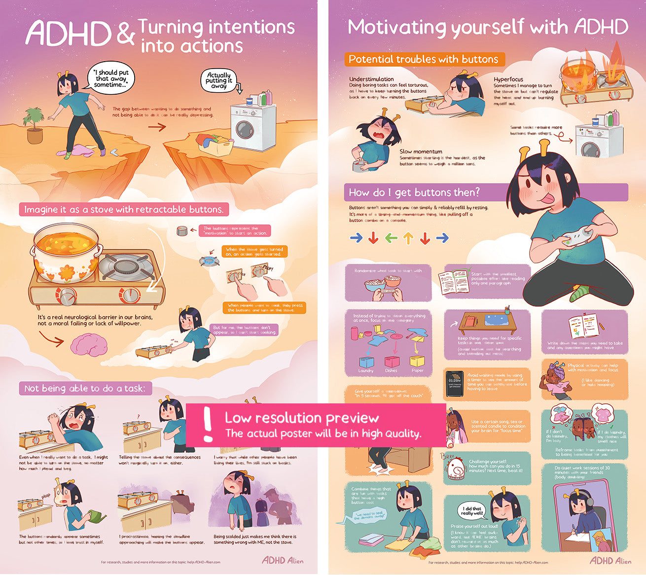 ADHD Alien Poster Set - Buttons