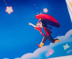 ADHD Alien Cartoon character with a red umbrella on a cloud, with 'ADHD Alien' signature at the bottom.
