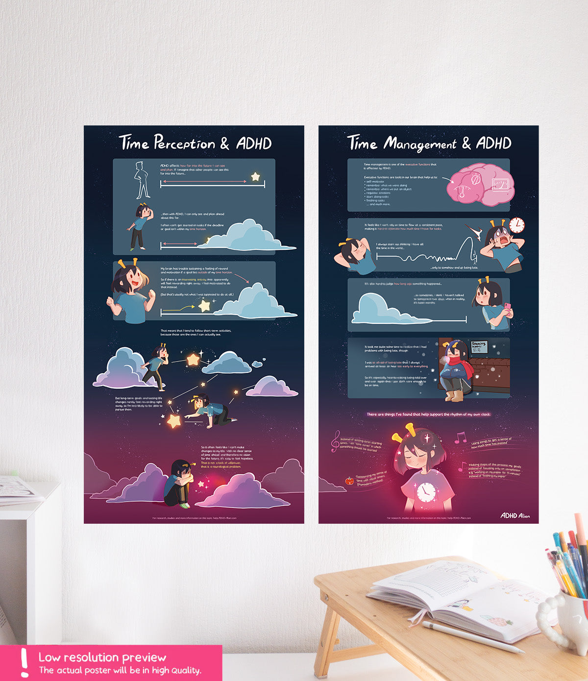 ADHD Alien Poster Set - Time Management